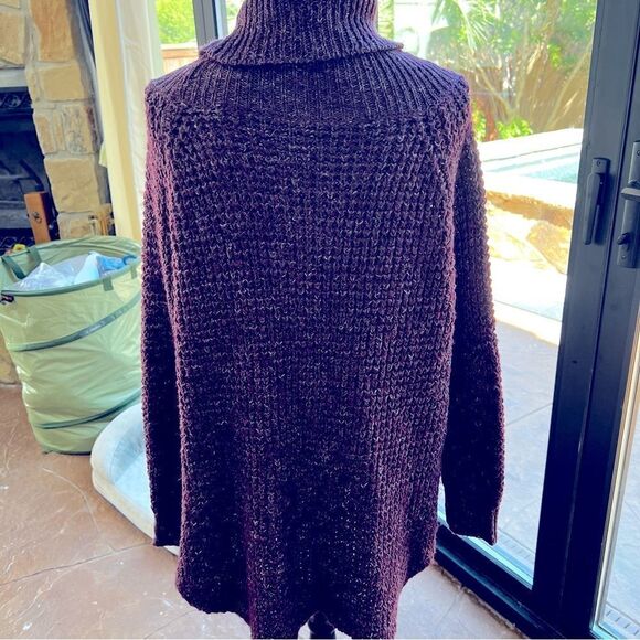 HOST PIC BOHO  Free People Dylan Tweedy Cowl Neck Sweater Plum color SZ M - Picture 4 of 9